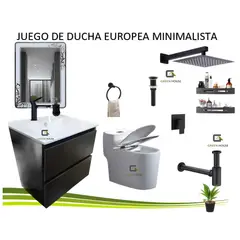 GREEN HOUSE - ELEGANTE COMBO DE BAÑO INODORO + VANITORIO + ESPEJO LED + DUCHA