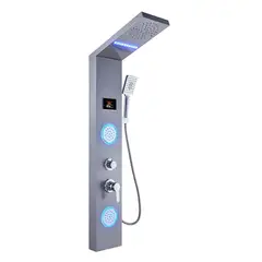 GENERICO - COLUMNA DE DUCHA LED CON LUZ SATINADO KM-8002