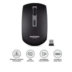 MICRONICS - MOUSE NALAMBRICO CAPRICE- MIC M713-3M NEGRO