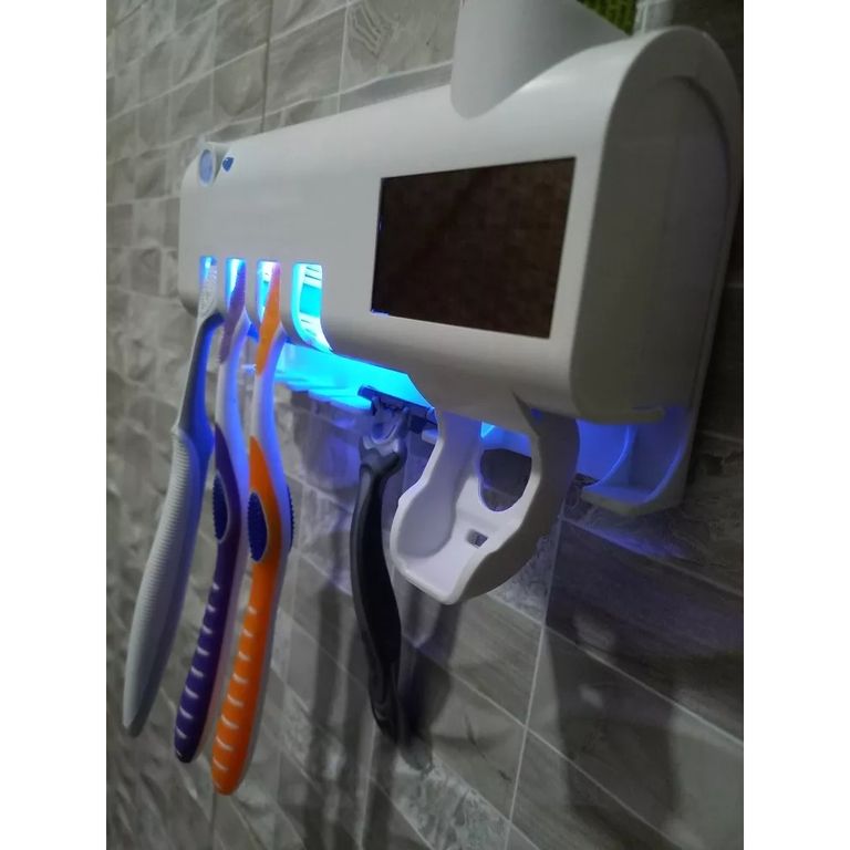 Dispensador de pasta dental con porta cepillos y esterelizador uv
