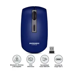 MICRONICS - MOUSE INALAMBRICO CAPRICE- MIC M713-3M AZUL