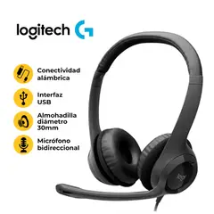 LOGITECH - AURICULARES ESTEREO CON MICROFONO H390 USB-A NEGRO