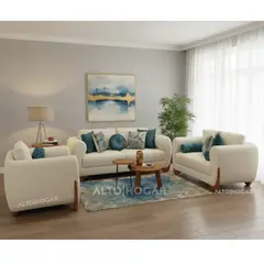 ALTO HOGAR - Juego de Sala Amarantha 3 2 1 Tapiz Antifluido Beige