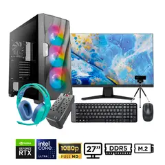 INTEL - Computadora Gamer CORE ULTRA 7 265F RAM 64GB SSD 1TB 5050 8GB MONITOR 27" FHD