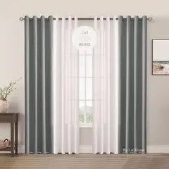CASATEX - Cortina Blackout con Organza Central - Set de 4 Paneles 135 X 220 CM