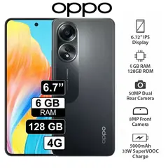OPPO - Celular A58 67 6GB 128GB 50MP + 2MP negro
