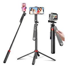 GENERICO - Trípode Palo Selfie Stick P515 160 cm - Con mando Bluetooth Para Celular y GoPro