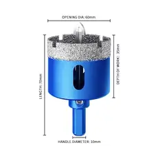 HOT TOOLS - Broca Diamantada 60mm Con Guia Para Tubo Desagüe 2 Ceramico Porcelanat
