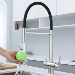 FRITECSA - Grifo de Cocina de Acero Inoxidable Dual