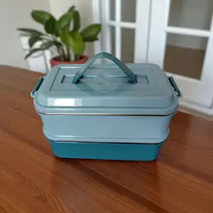 WELL BEING - Lonchera de Acero Inoxidable 2 Niveles 1400ml – Azul