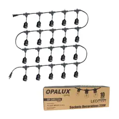 OPALUX - Guirnalda de 20 Sockets Colgantes E27 220V 10m - OP-20E27
