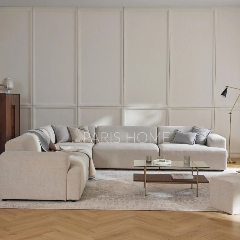 Seccional Rinconero Longhe Gala 4 Plazas Tejido - Beige Claro