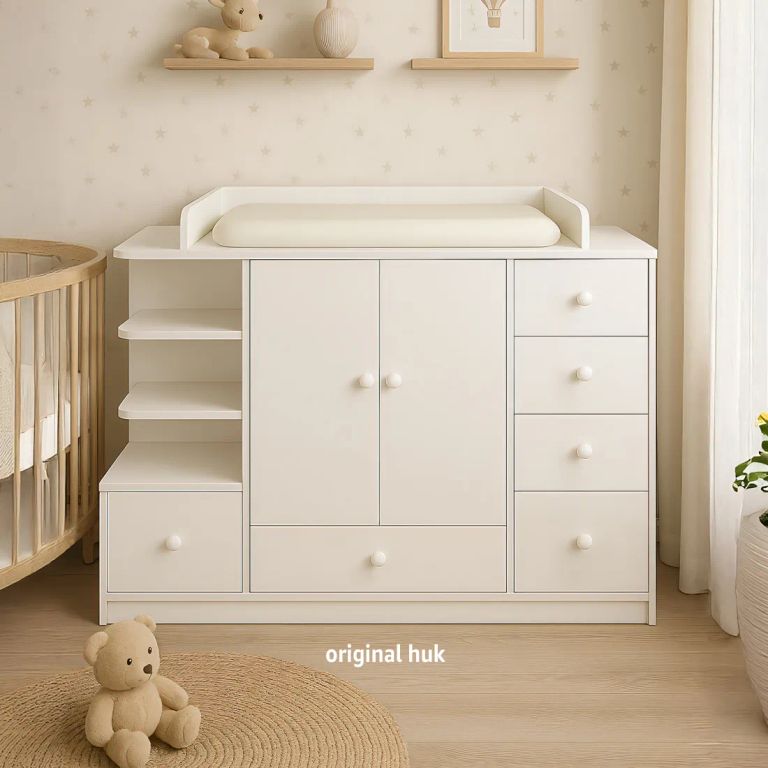 Cómoda Cambiador Para Bebé Beluna 6 Cajones Blanco 120 cm Huk