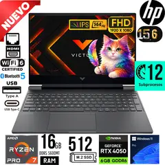 HP - Laptop Victus 15-FB3022LA AMD Ryzen 7 7445HS Ram 16Gb SSD 512Gb RTX 4050 6GB 15.6" FHD Windows 11