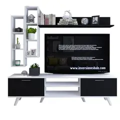 GENERICO - Centro de Entretenimiento Mesa + Repisa Flotante Holly -  Vaquita Home