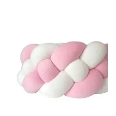 GENERICO - Terciopelo, trenza protector de cuna 4 metros Blanco Rosado