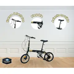 GENERICO - Bicicleta Urbana Plegable Negro ARO 16