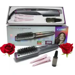 KEMEI - Cepillo alisador Profesional Con Dispensador de Aceite