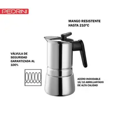 PEDRINI - Cafetera moka acero inoxidable x 2 tz