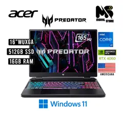 ACER - LAPTOP PREDATOR HELIOS NEO 16 PHN16 / INTEL i7-13650HX / SSD 512 / 16 GB / RTX 4060 / 16"165HZ