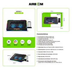 AIRBOOM - LEXUS+ AB02H BASE CON COOLER MARCO RGB 2FAN 125CM