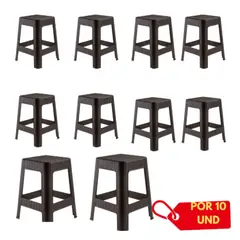 GENERICO - Banco Tabarua X10 unidadess Modelo Tipo Ratán Plástico Color Marrón