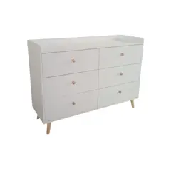 GENERICO - Comoda Bebe Estilo Vintage -Blanco 6 Gavetas