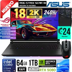 ASUS - LAPTOP Asus ROG Strix SCAR 18 G835LW-SA152W 18´2.5K Ultra 9 275HX  64GB 1TB RTX 5080 16GB W11 Home