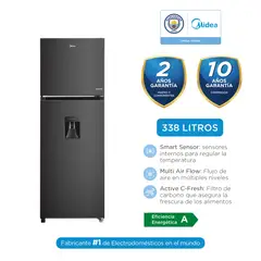 MIDEA - Refrigeradora 2pts No Frost Inverter 338Lts Inox Black MDRT489MTR28PEWD
