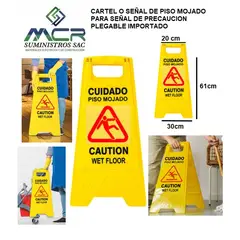 GENERICO - CARTEL O SEÑAL DE PISO MOJADO PARA SEÑAL DE PRECAUCION PLEGABLE