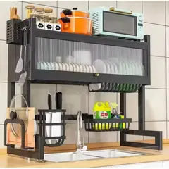 GENERICO - Escurridor de Platos de Acero Inoxidable de Fregadero Cocina con Tapa