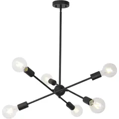 PUREPOWER - Lámparas de araña Lujo Iluminación colgante con 6 E26 Negro