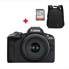 CANON - Cámara EOS R50 Mirrorless + Lente de 18-45 mm + Kit para Cámara