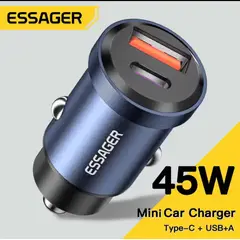 ESSAGER - Cargador de auto USB C carga ultra rápida 45W carga rápida