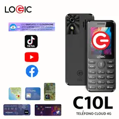 LOGIC - C10L TELÉFONO BÁSICO CLOUD 4G COLOR NEGRO REDES SOCIALES