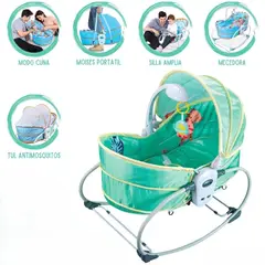 GENERICO - MECEDORA PARA BEBÉ 6 EN 1 PORTÁTIL MULTIFUNCIONAL VERDE