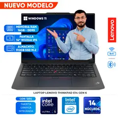 LENOVO - Laptop ThinkPad E14 Gen 6, Core Ultra 5 125U, 16GB DDR5, 512GB SSD, 14" WUXGA IPS