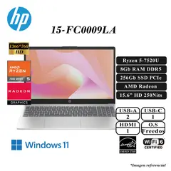 HP - LAPTOP HP 15-FC0009LA  AMD RYZEN 5-7520U 8GB LPDDR5 256GB SSD AMD RADEON 15.6" FULL HD