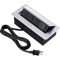 PUREPOWER - Enchufe Escritorio Embebido Placa Multi Contactos 3 Y 2 Usb