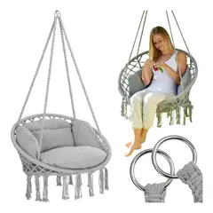 GENERICO - Silla Colgante Hamaca Gris Premium 170cm
