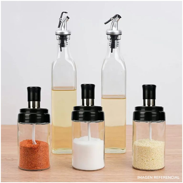 Set Dispensador de Aceite con Condimenteros Especieros