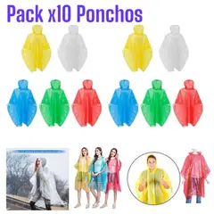 OEM - Pack de 10 Ponchos para Lluvia Unisex – Protección Contra Viento
