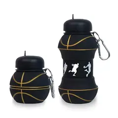 GENERICO - Botella Plegable Balón de Basket Negro 550ML