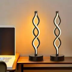 MEGIMPERU - Lámpara de Mesa en Espiral LED con Luz Ajustable Pack X2
