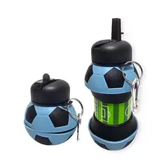 GENERICO - Botella Plegable Balón de Futbol Celeste 550ML