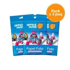OFFICE PAPER - Papel Foto Adh Brillante 120g por 25 Hojas Jumbo Pack x3