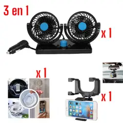 OEM - Combo Auto Ventilador Doble + Holder Retrovisor + Gel Pad