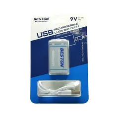 BESTON - Batería Recargable 9V con Cable USB C