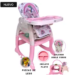 STOKKER BABY - Silla de Comer Carpeta Gato Mewtwo 3 en 1 Rosado