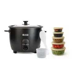 BELESSI - Combo x2: Olla Arrocera + 5 Bowls de Vidrio con Tapa
